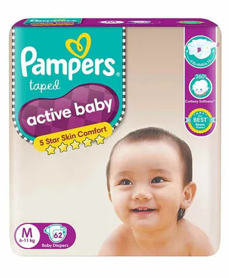 Pampers Active Baby Medium Taped Diapers