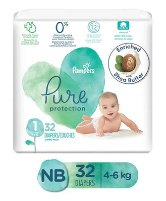 Pampers Pure Protection Baby Diapers New Born Taped Diapers